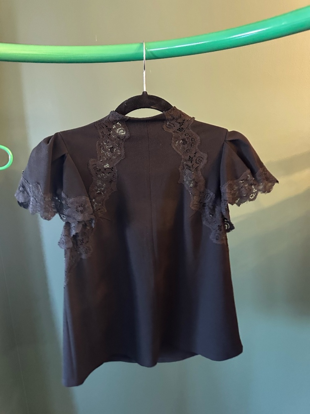 Rebecca Taylor Black Lace Detail Mock Neck Top Size 4